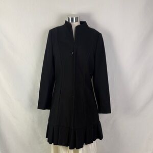 Ann Fontaine NWT Black 3/4 Zip Ruffle Button Jacket